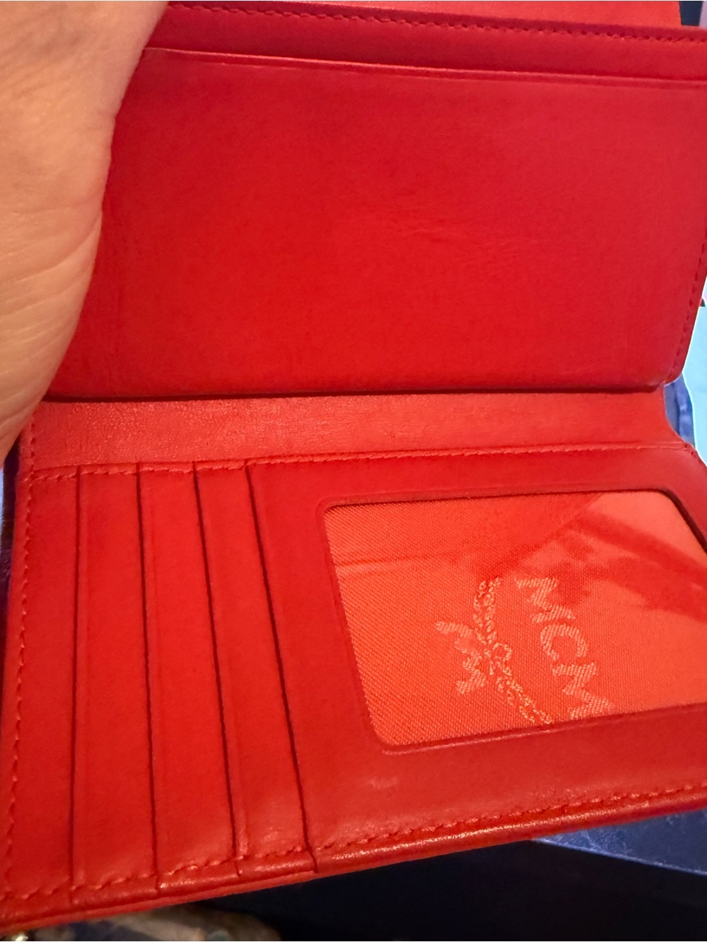 MCM Red Textured Leather Logo Plaque Wallet - Picture 8 of 12